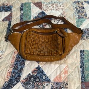 BRAND NEW LEATHER FANNY PACK ORANGE IN COLOR